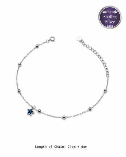 Blue Star Geometric Beaded Single Anklet