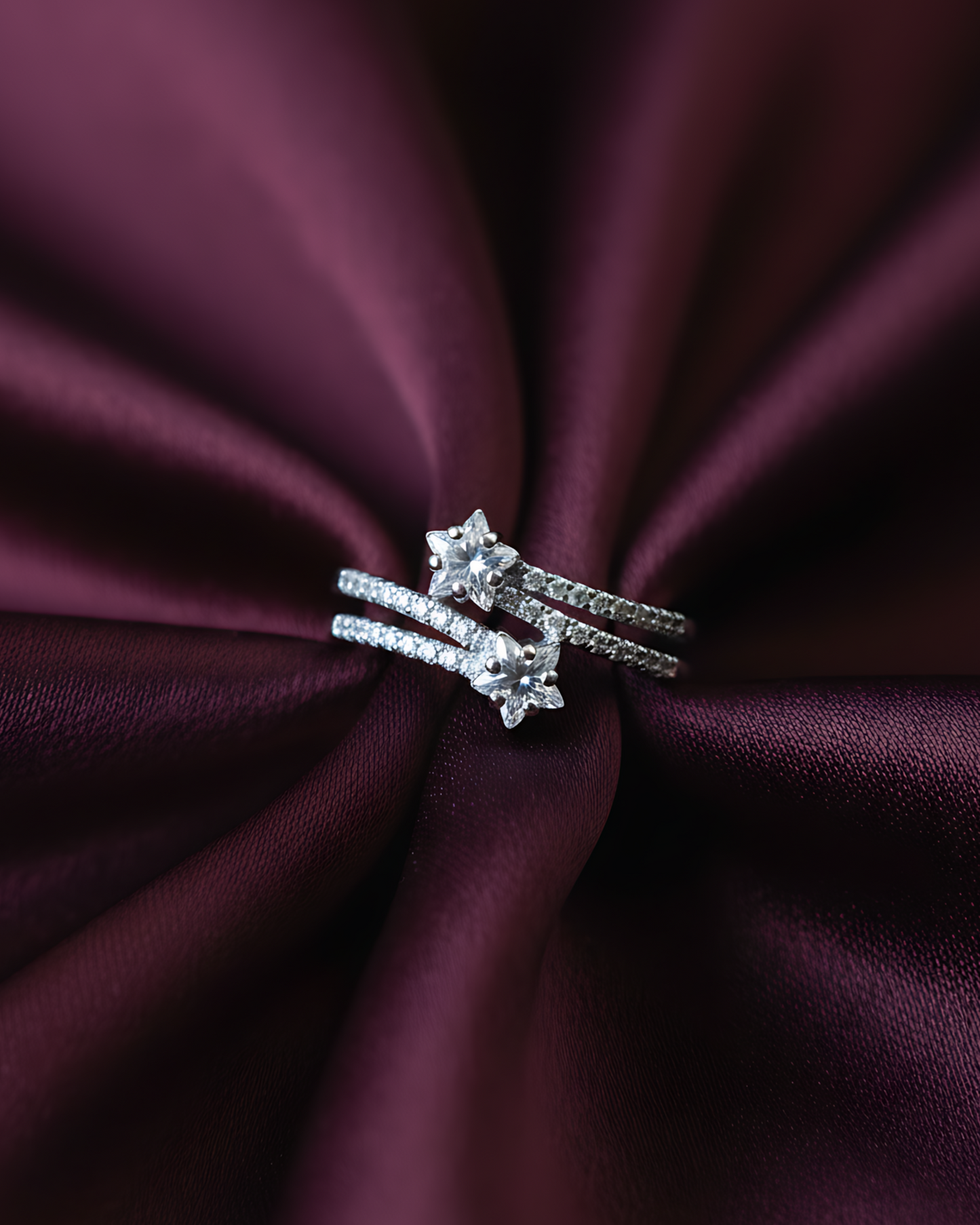 Stellar Twin Star Adjustable Ring