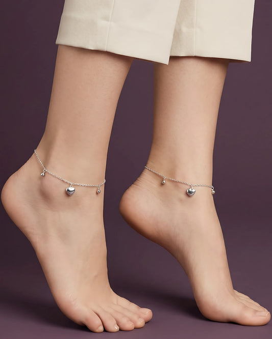 Puffed Heart Single Anklet