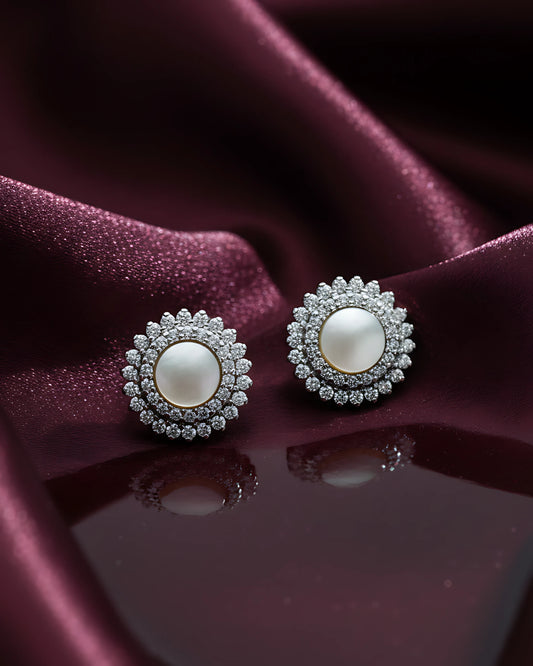 Pearl Halo Studs