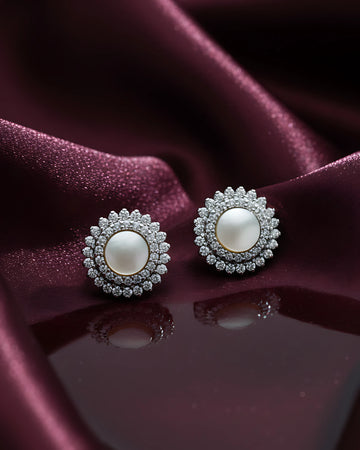 Pearl Halo Studs | 925 sterling silver earrings