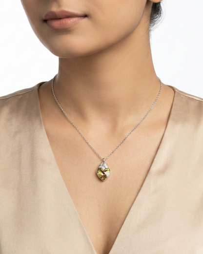 Olive Heart Floral Pendant