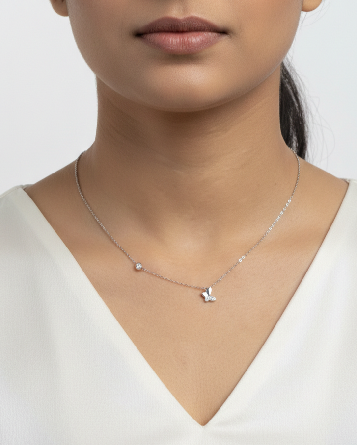 Dainty Butterfly Solitaire Pendant