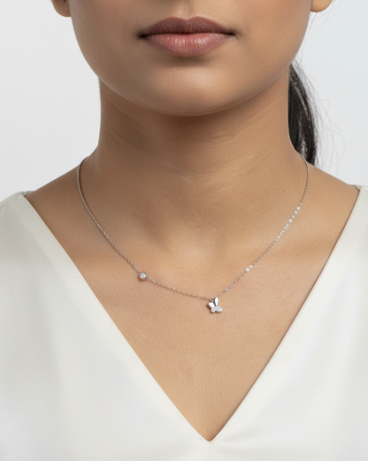 Dainty Butterfly Solitaire Pendant