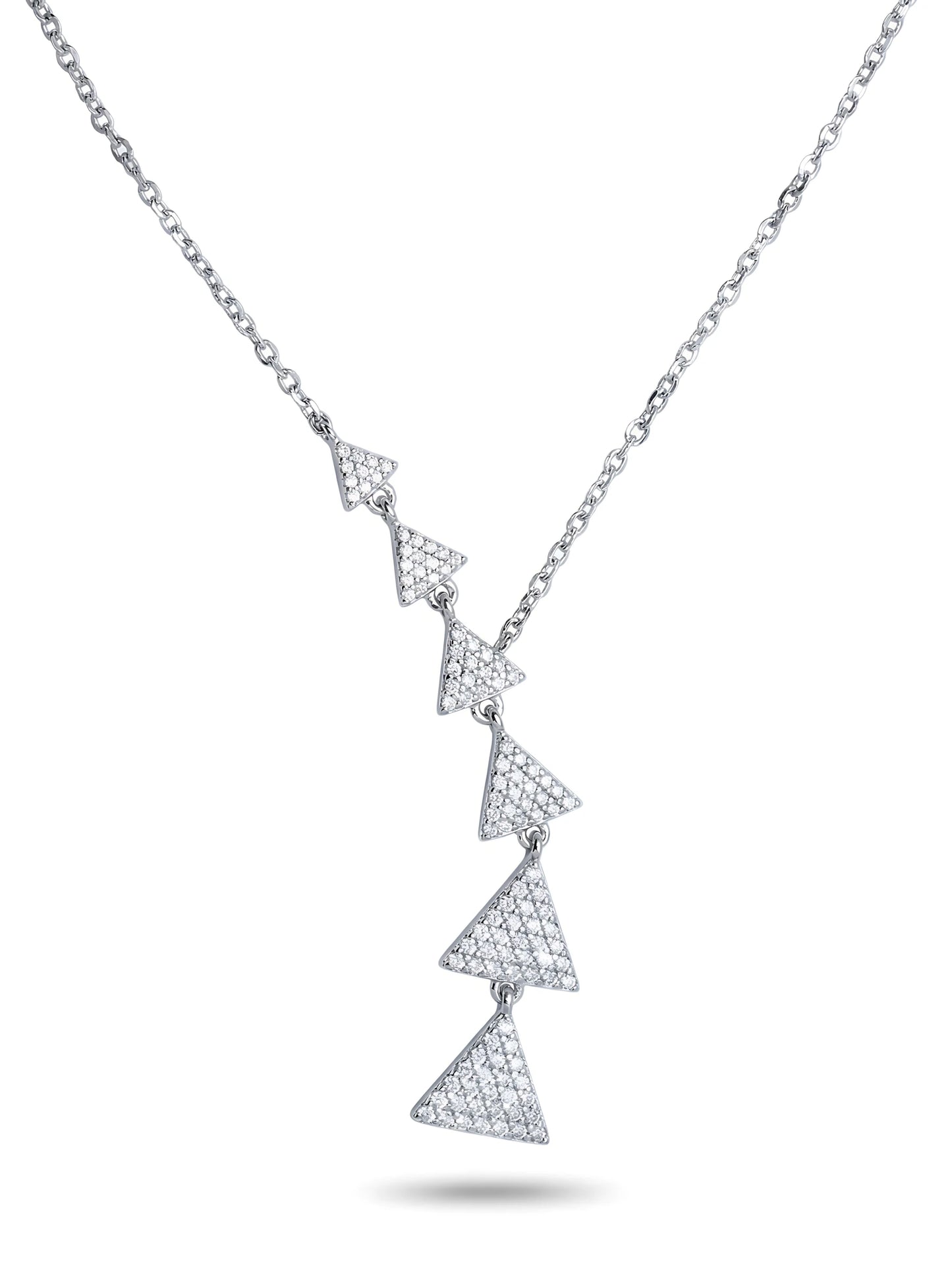 Geometric Crystal Triangle Drop Chain Necklace