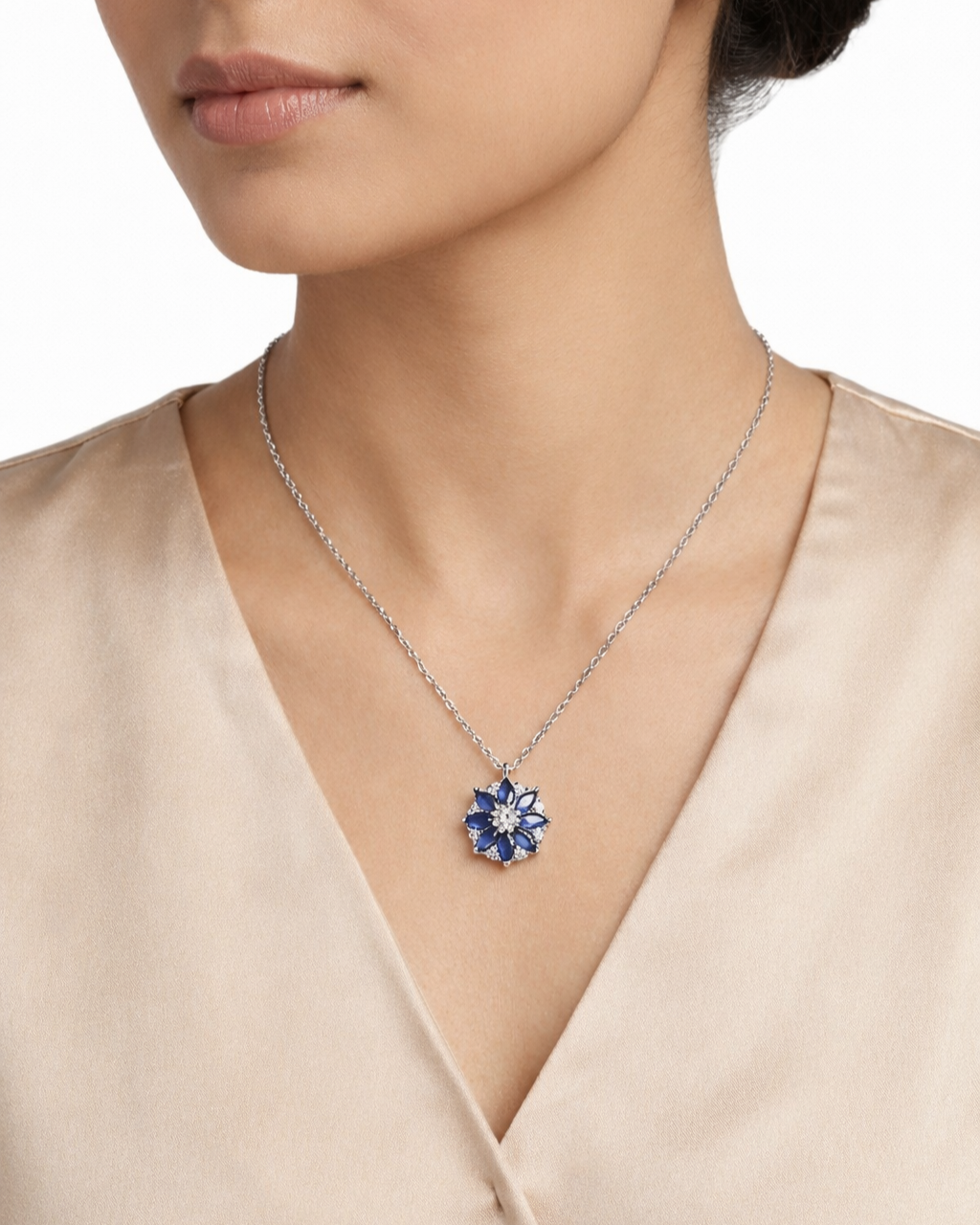 Midnight Blue Floral Pendant