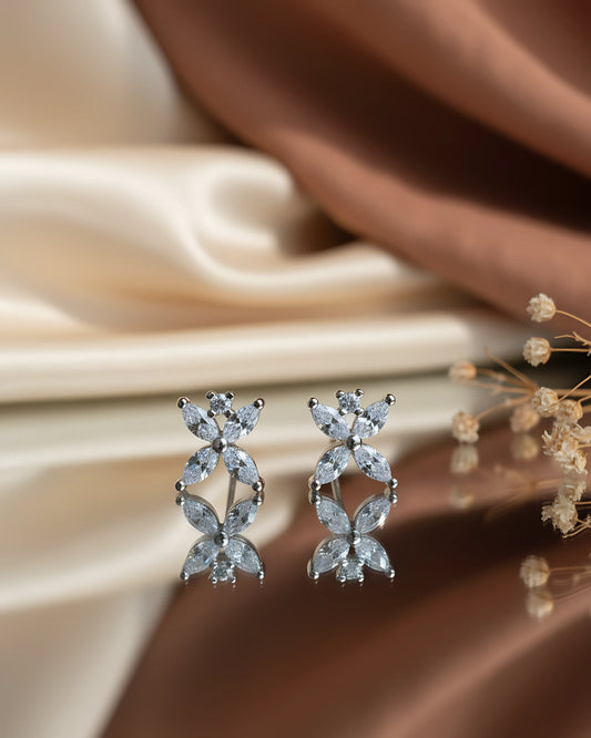 Butterfly Crown Stud Earrings | 925 Sterling Silver