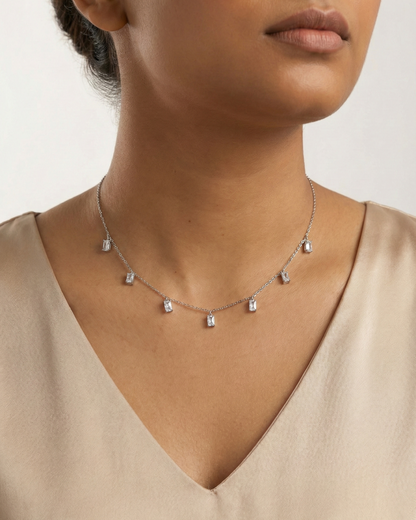 Emerald Cut Crystal Drop Necklace