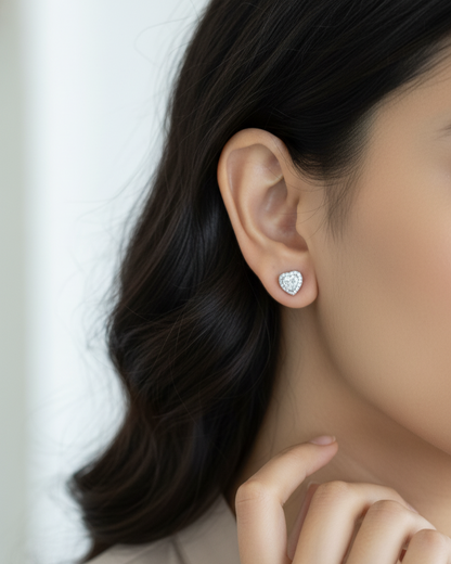 Sweetheart Halo Stud Earrings | 925 Sterling Silver