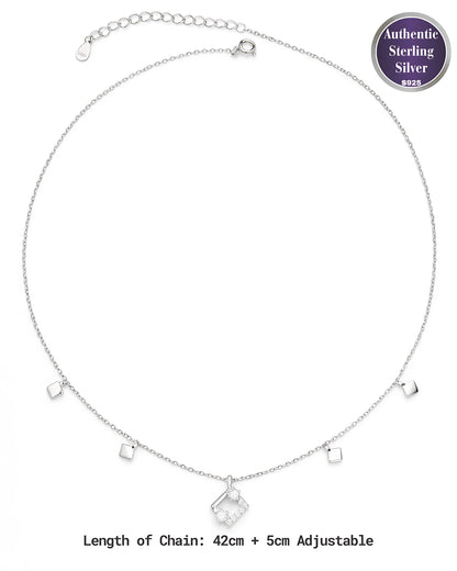Geometric Square Charm Drop Necklace