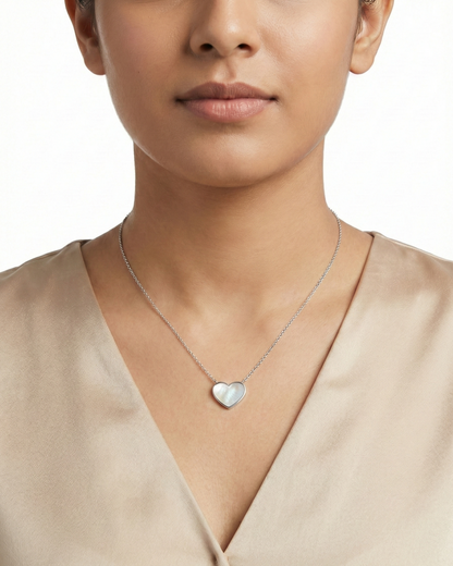 Pearlescent White Heart Pendant
