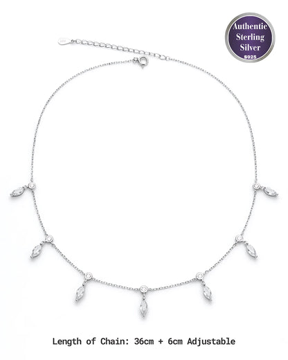Marquise Crystal Drop Station Necklace