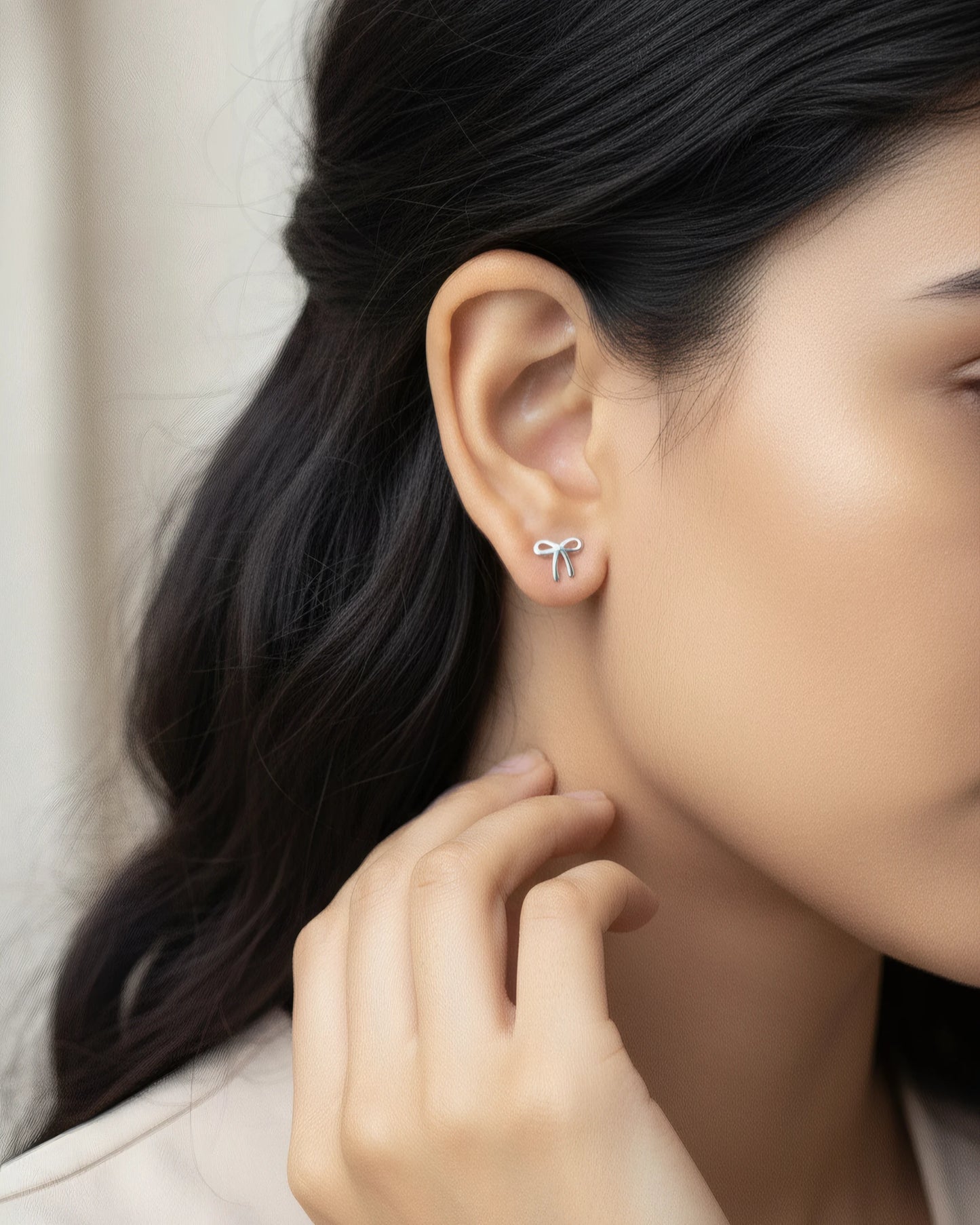Graceful Bow Stud Earrings | 925 Sterling Silver