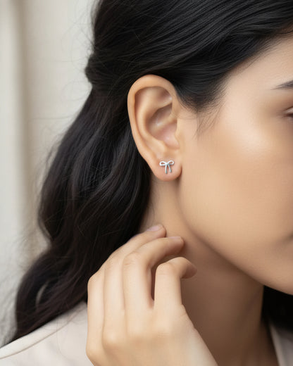 Graceful Bow Stud Earrings | 925 Sterling Silver