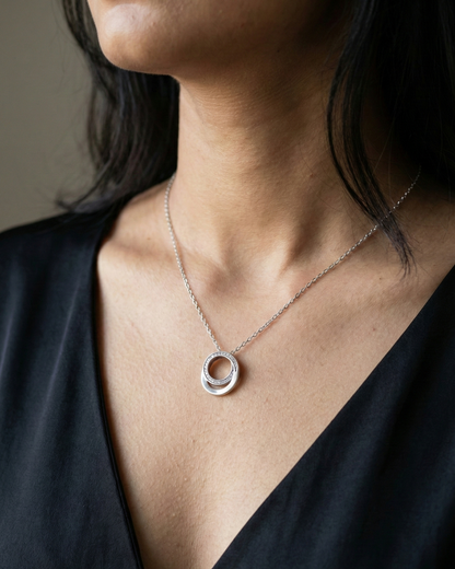Interlocking Crystal Circle Pendant