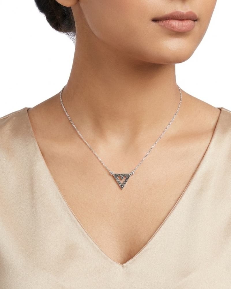Vintage Geometric Triangle Pendant