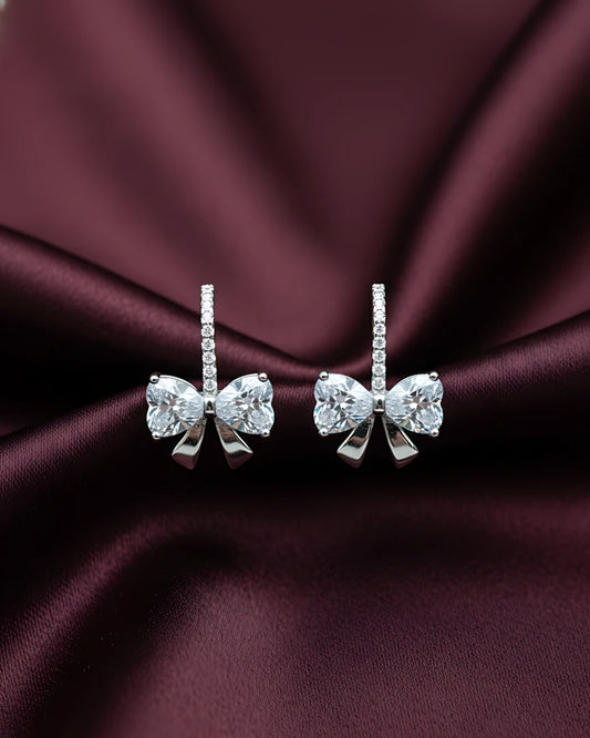 Ribbon Bow Heart Studs | 925 sterling silver earrings