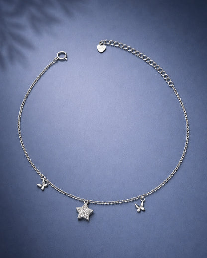 Geometric Butterfly Charm Single Anklet