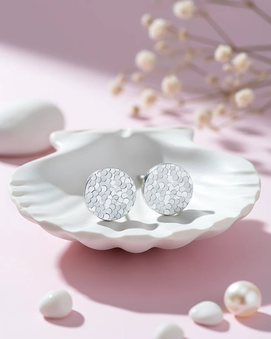 Moonlight Scale Studs | 925 Sterling Silver Earrings