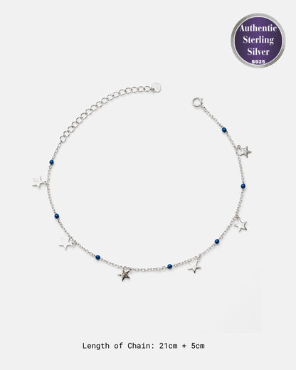 Azure Blue Geometric Charm Single Anklet
