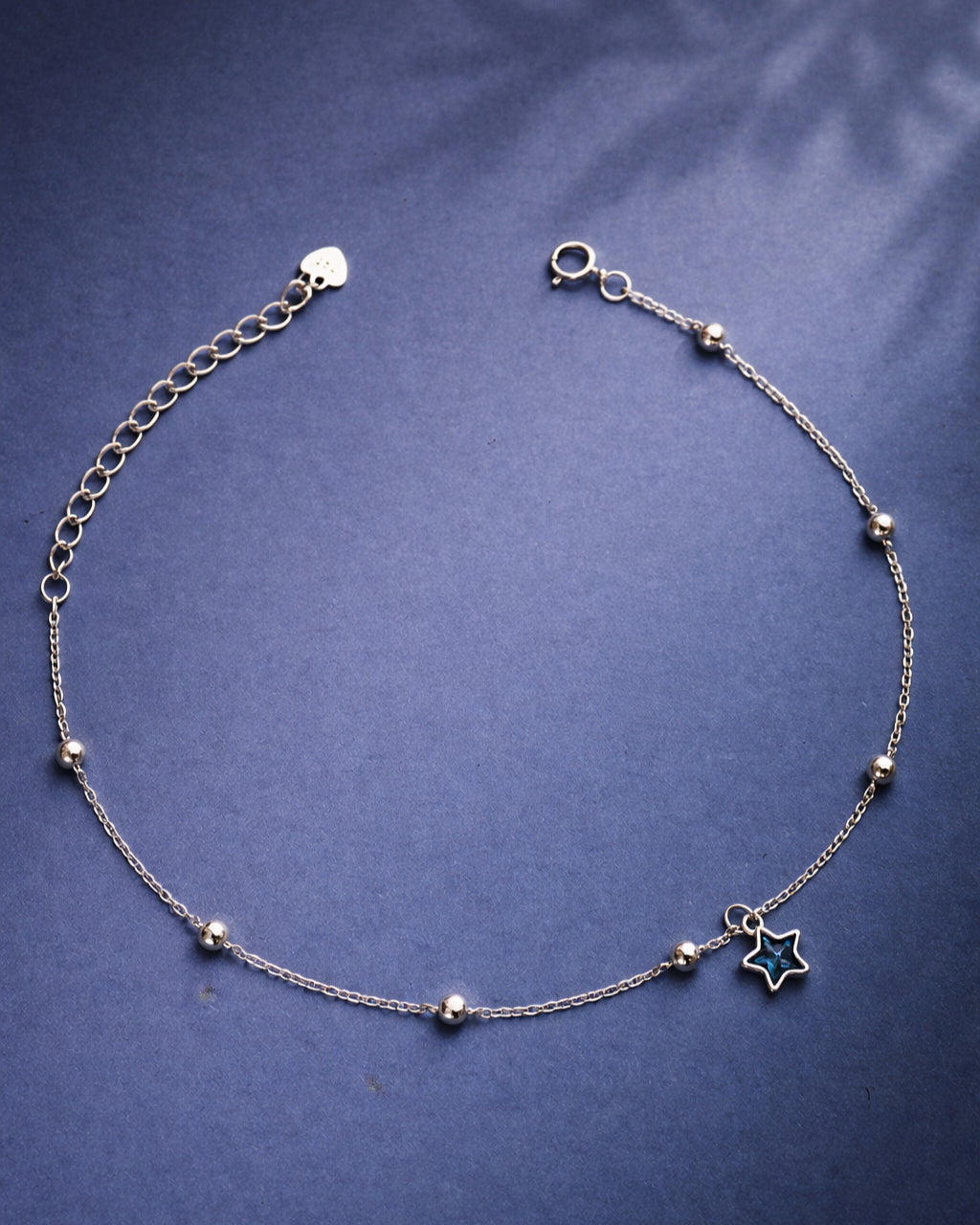 Blue Star Geometric Beaded Single Anklet