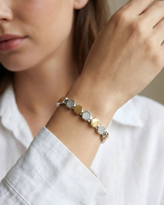 Dual Tone Hexagon Bracelet