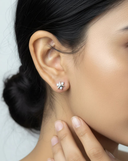 Trident Trinity Stud Earrings | 925 Sterling Silver
