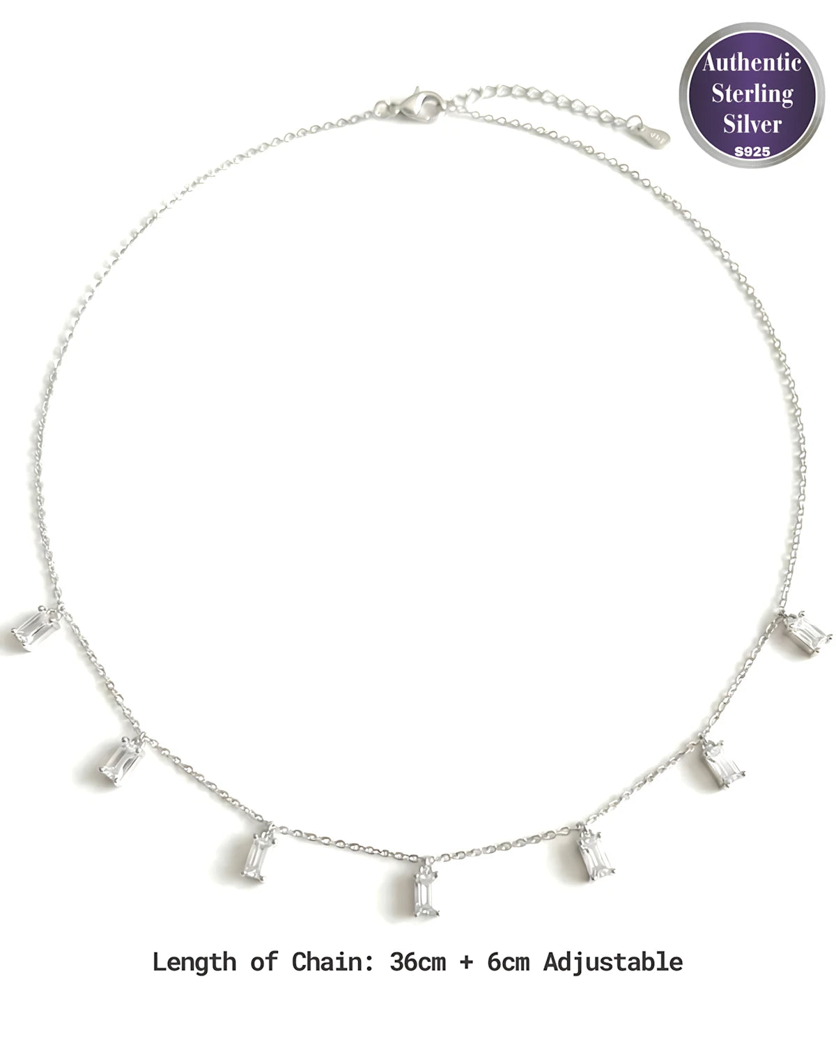 Emerald Cut Crystal Drop Necklace