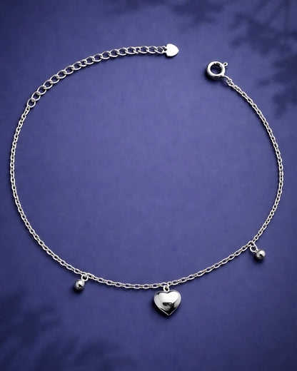Puffed Heart Single Anklet