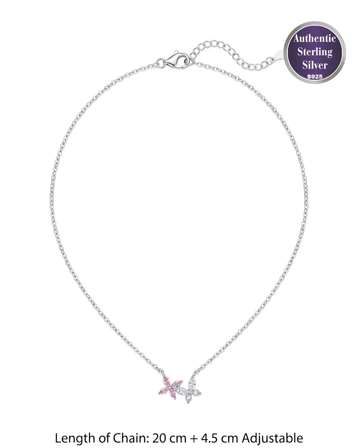 Pink and White Butterfly Duo Pendant