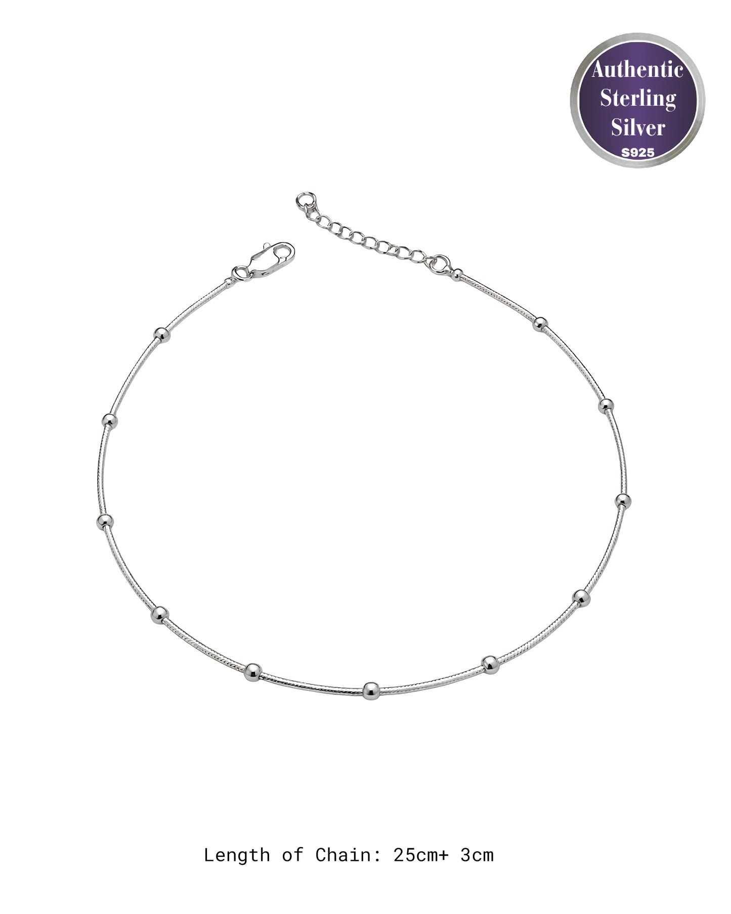 Spaced Bead Single Anklet