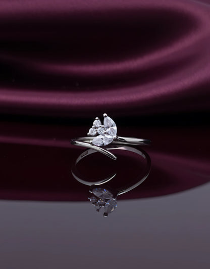 Silver Petal Adjustable Ring