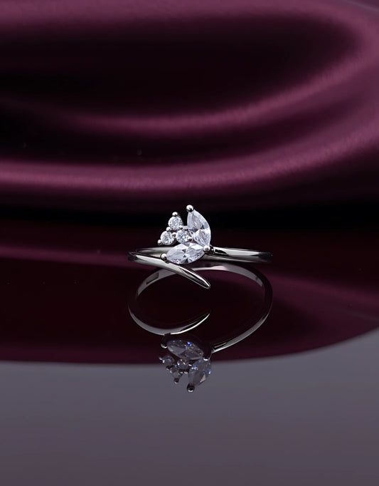 Silver Petal Adjustable Ring | 925 sterling silver ring
