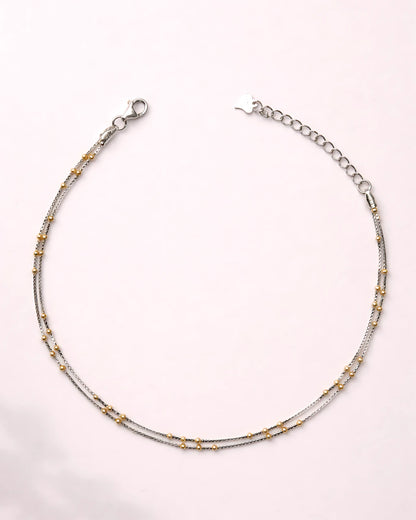 Two Tone Layered Single Anklet