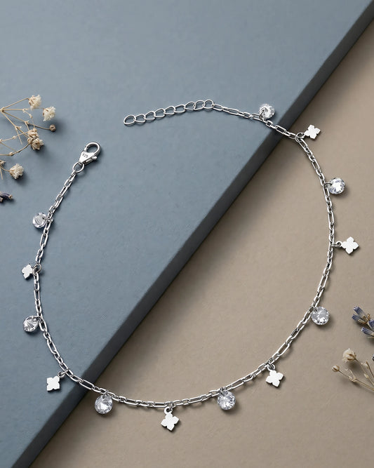 Clover and Crystal Single Anklet