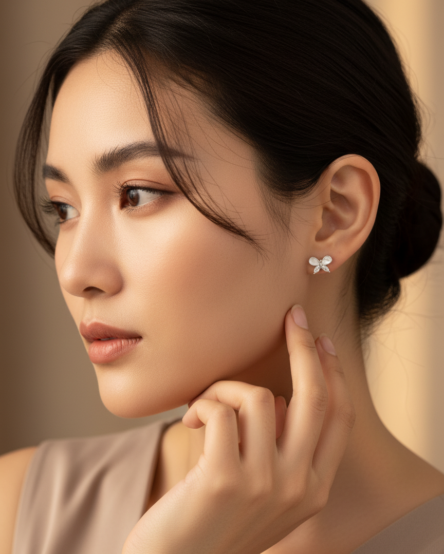 Pearl Blossom Butterfly Earrings