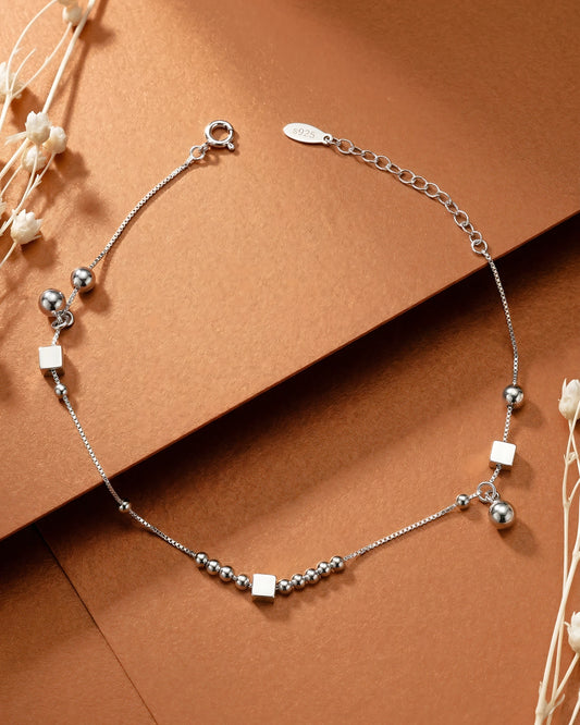 Cube and Bead Single Anklet