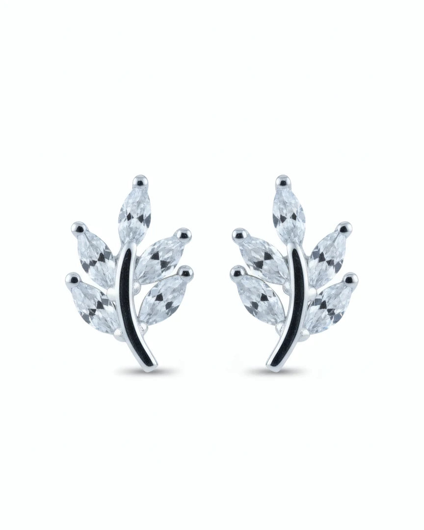 Leafy Elegance Stud Earrings | 925 Sterling Silver