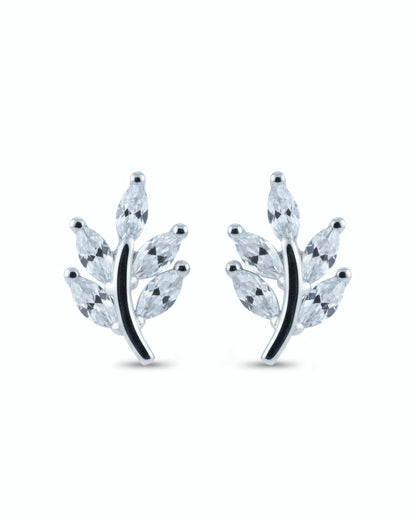 Leafy Elegance Stud Earrings | 925 Sterling Silver