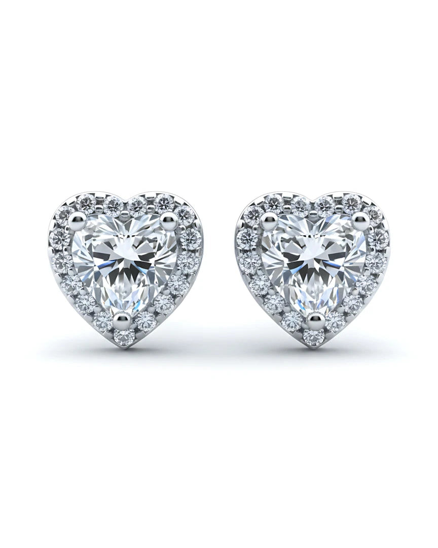 Sweetheart Halo Stud Earrings | 925 Sterling Silver