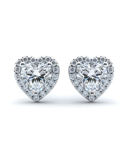 Sweetheart Halo Stud Earrings | 925 Sterling Silver