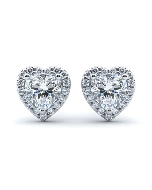 Sweetheart Halo Stud Earrings | 925 Sterling Silver