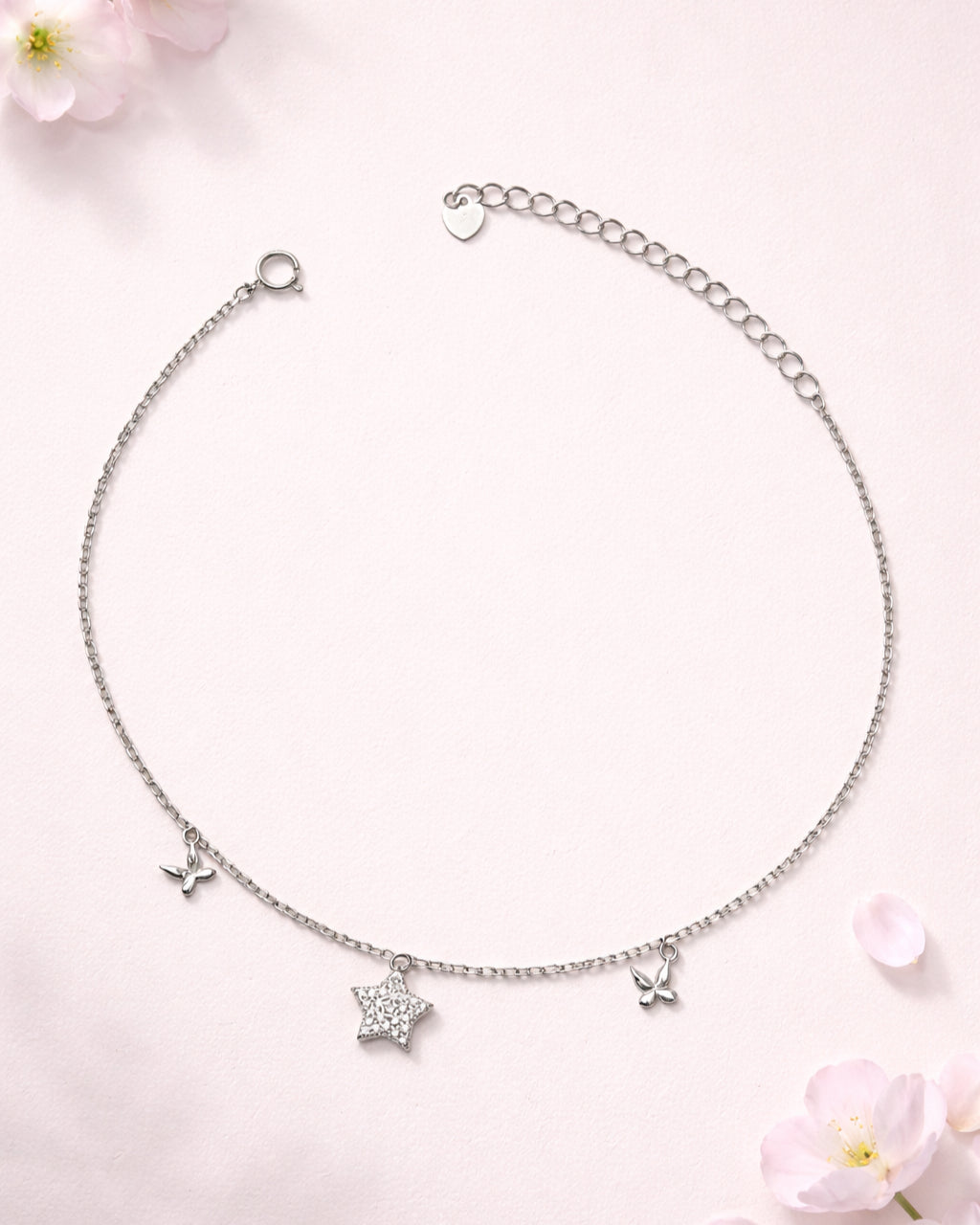 Geometric Butterfly Charm Single Anklet
