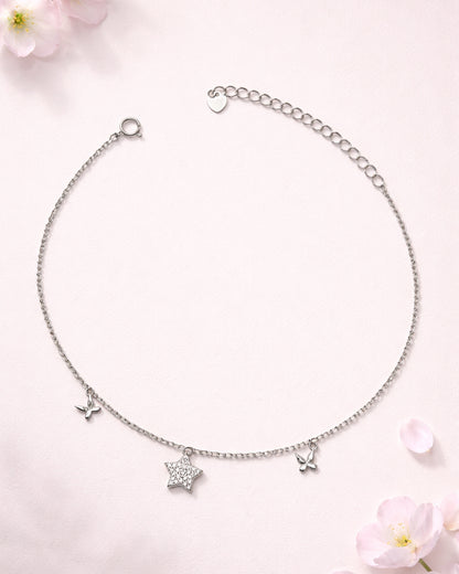 Geometric Butterfly Charm Single Anklet
