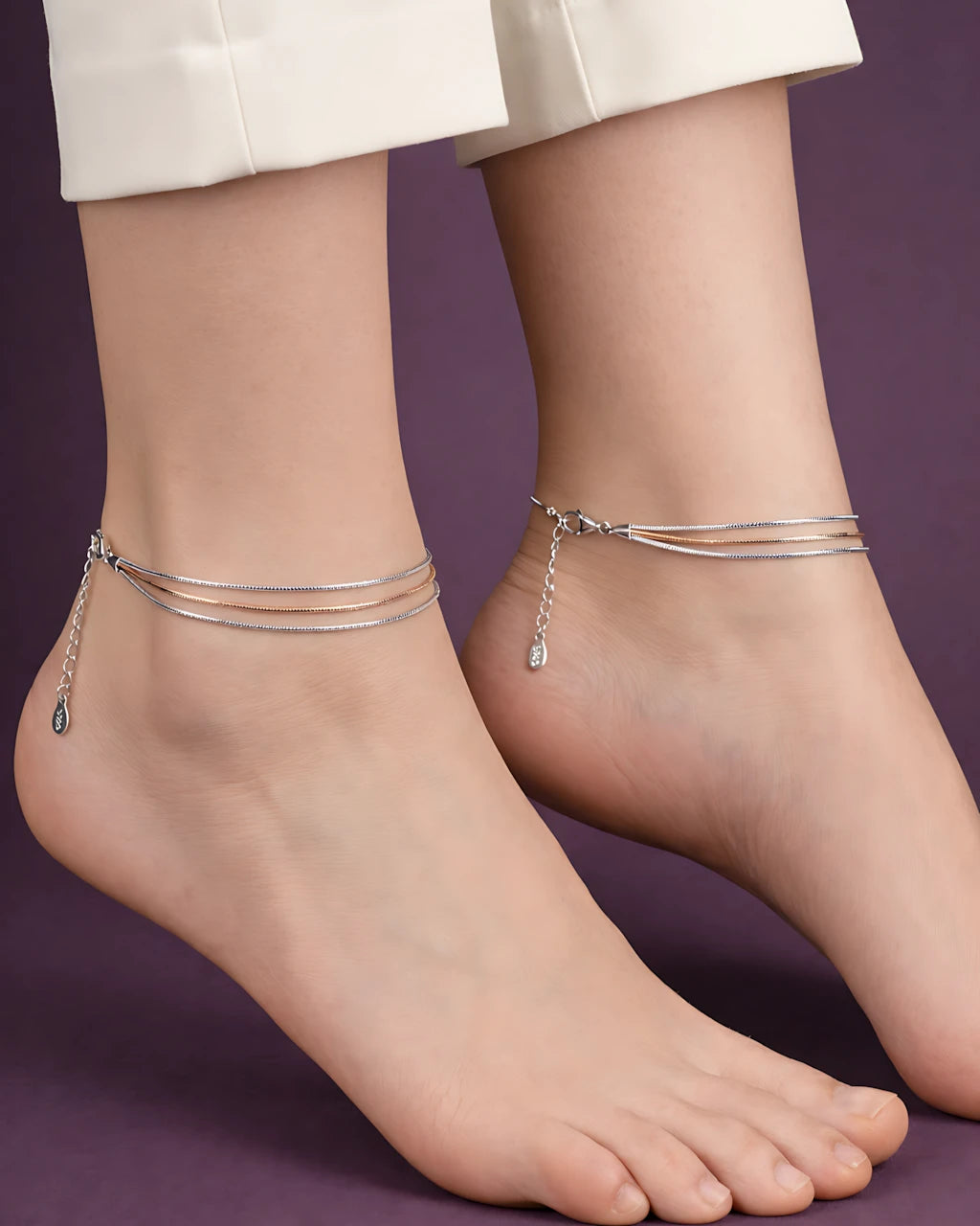 Two Tone Braided Single Anklet