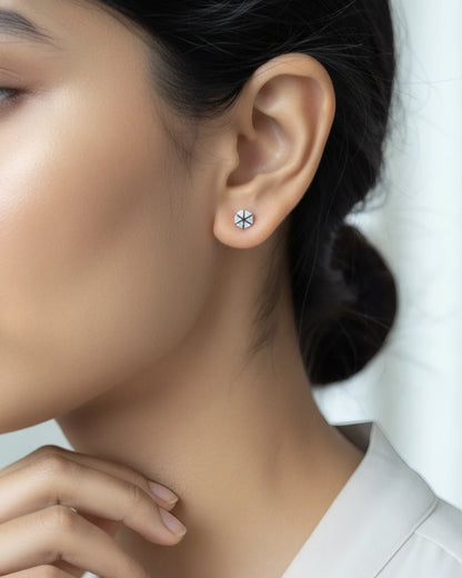 Geometric Gem Stud Earrings | 925 Sterling Silver