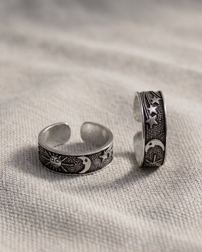 Antique Radiance Engraved Toe Rings