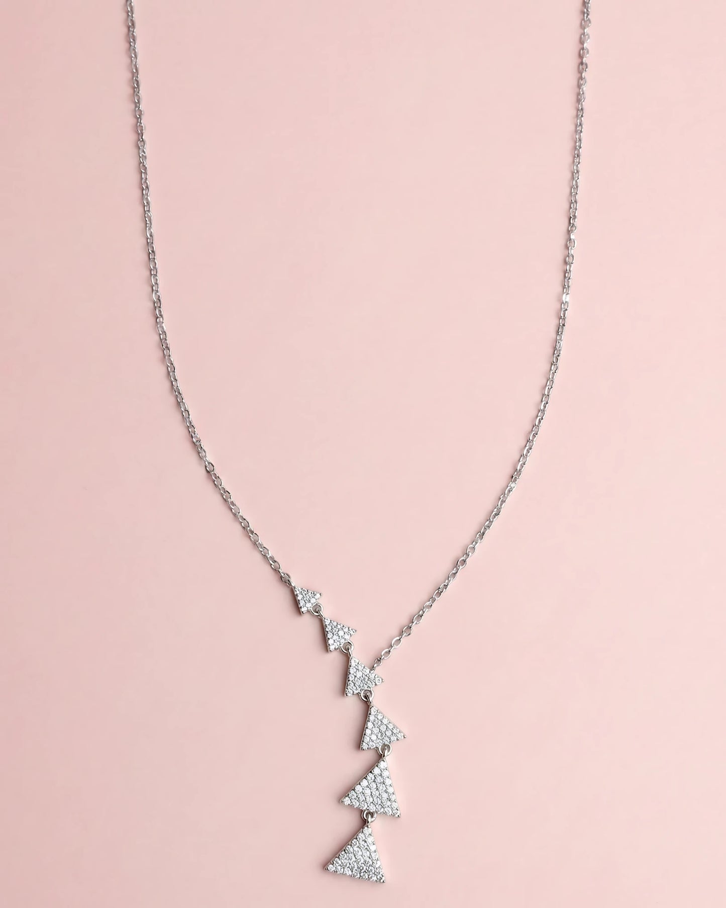 Geometric Crystal Triangle Drop Chain Necklace