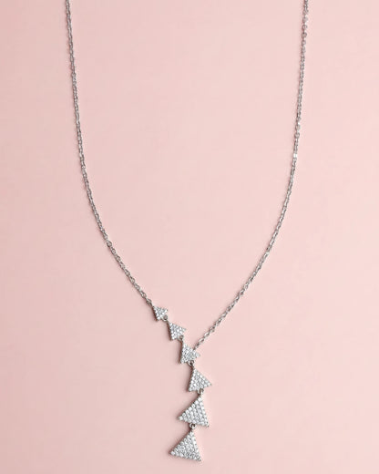 Geometric Crystal Triangle Drop Chain Necklace