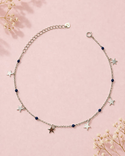 Azure Blue Geometric Charm Single Anklet